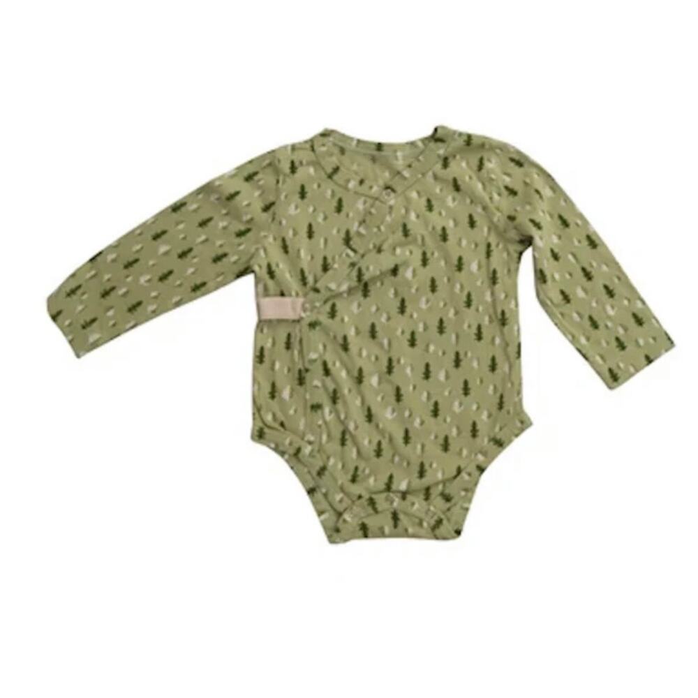NEW Creative Co-Op Long Sleeve Kimono Bodysuit Trees Print, 6/9m, NWT